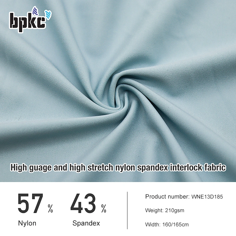 High guage and high stretch nylon spandex free cut interlock fabric